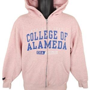 Vintage College Of Alameda Sweatshirt Hoodie Mens Size Small Pink Y2K Full Zip